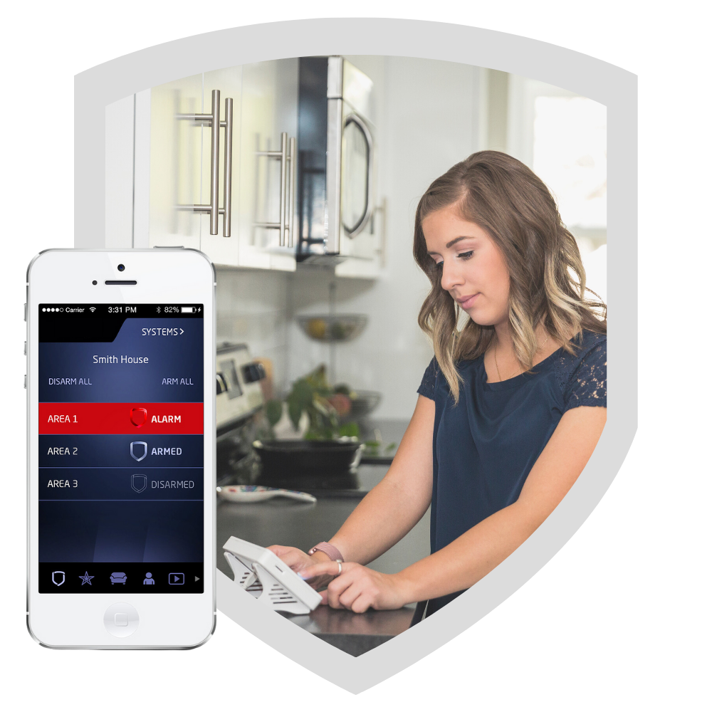 Homeowner Using Security System with App