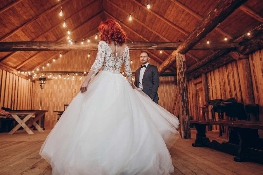 Wedding inside an event barn
